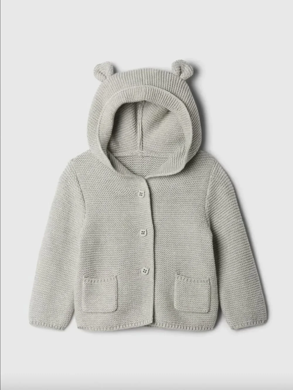 Baby Gap Baby Bear Cardigan - Grey Button Front Knit Cardigan size 6-12 months